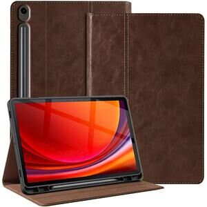Genuine Leather Case for Samsung Galaxy Tab S10 FE+ 13 Inch, Shockproof, Brown
